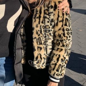 Fur cheetah bomber jacket